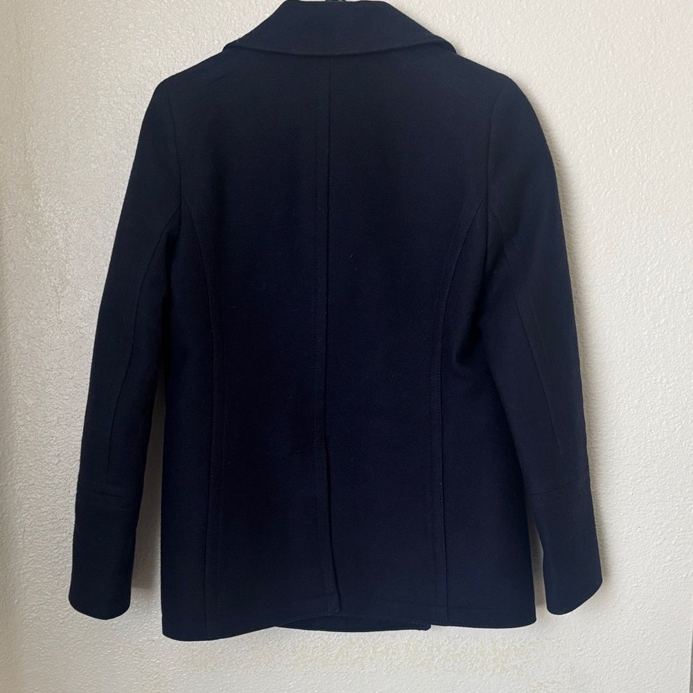 J. Crew Wool & Cashmere Midnight Blue Pea Coat with Gold Buttons Womens Size 4 - Picture 6 of 10